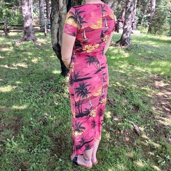 Y2K Tropical hawaiian sunset maxi dress - Picture 1 of 8